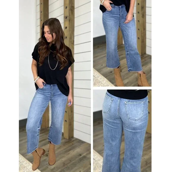 Vervet-High Rise Wide Leg Crop Comfort Stretch Denim - Picture 5 of 5